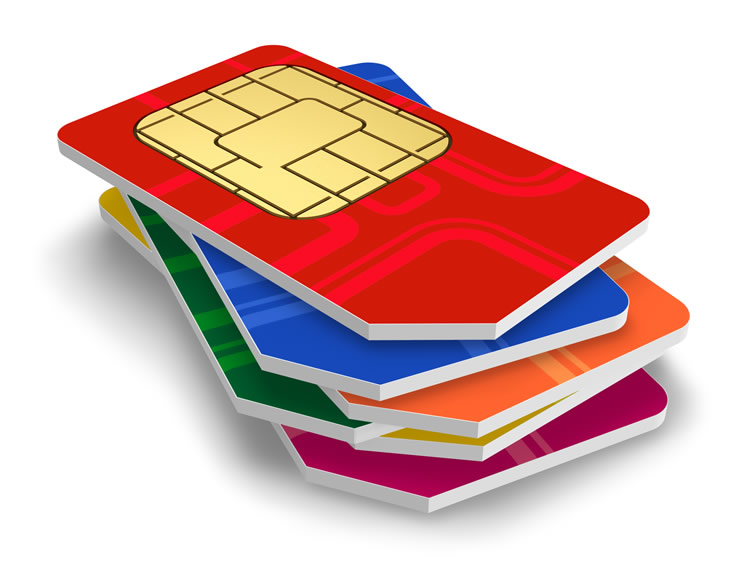 Sim cards in a stack